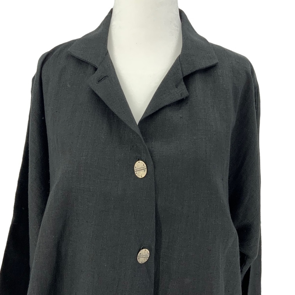 Itemz Chris Baumgartner Black Linen Silver Button Fashion Jacket C2 - Picture 2 of 5